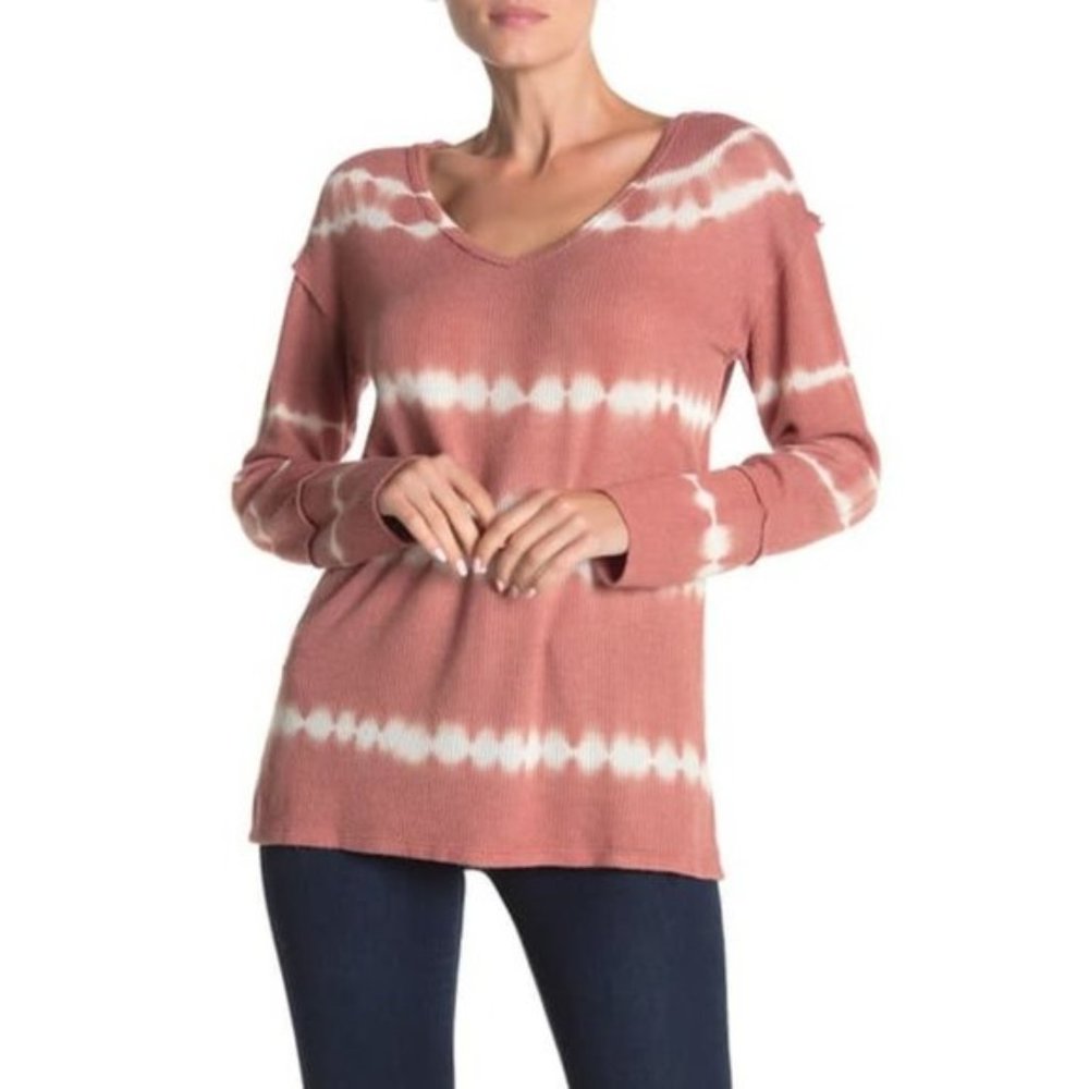 C&C California Tie Dye Stripe Lace Panel T-shirt